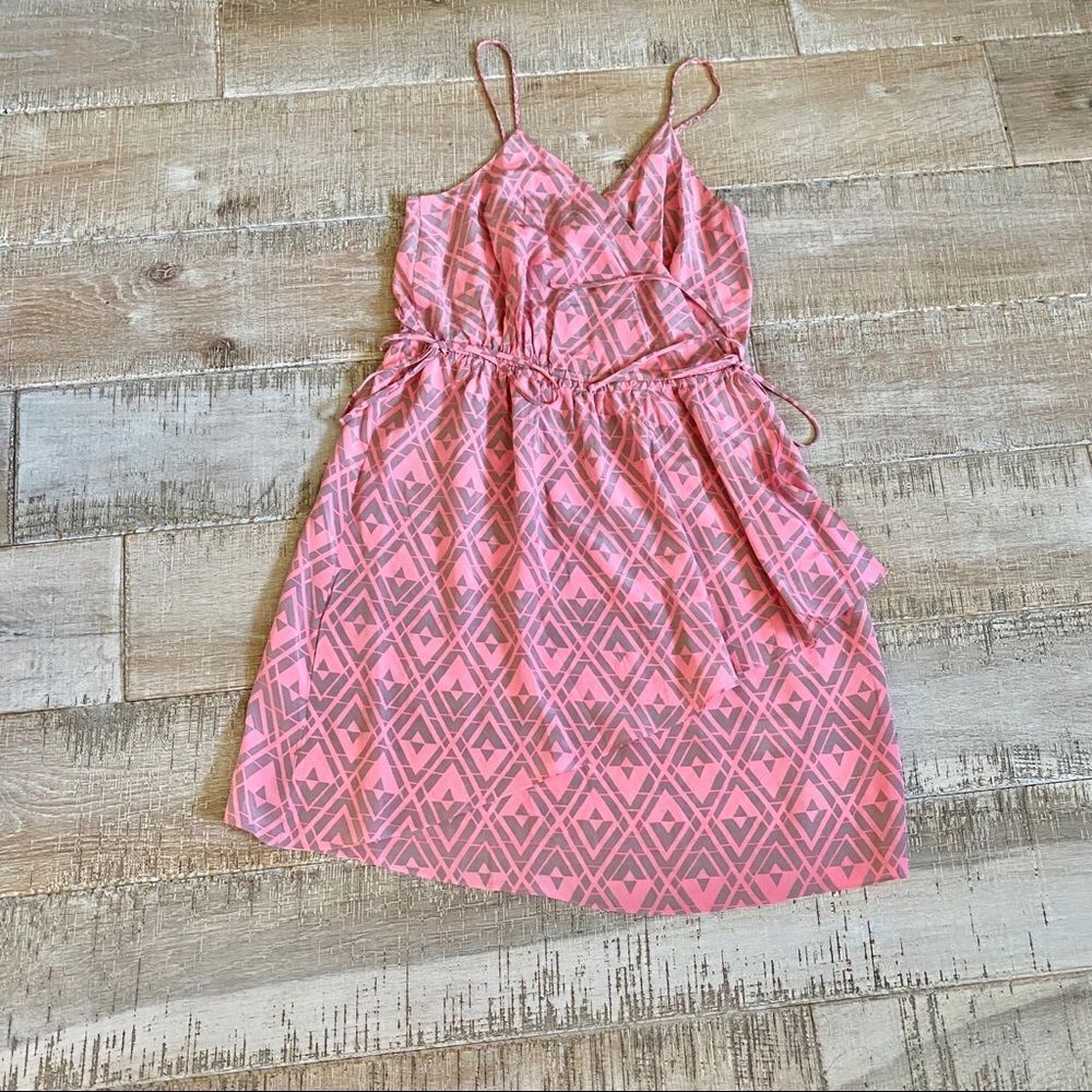 Rebecca Taylor Y2K pink print 100% silk mini slip dress 0